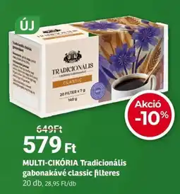 Herbaház MULTI-CIKÓRIA Tradicionális gabonakávé classic filteres ajánlat