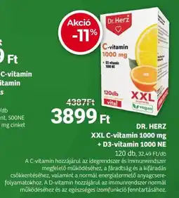 Herbaház DR. HERZ XXL C-vitamin 1000 mg + D3-vitamin 1000 NE ajánlat