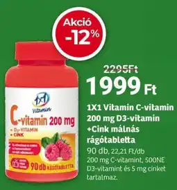 Herbaház 1X1 Vitamin C-vitamin 200 mg D3-vitamin +Cink málnás rágótabletta ajánlat