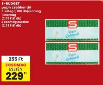 S-BUDGET papír zsebkendő