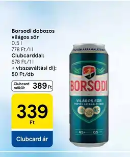 Tesco BORSODI világos sör ajánlat