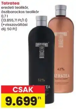 Interspar Tatratea eredeti tealikör, Őszibarackos tealikor ajánlat