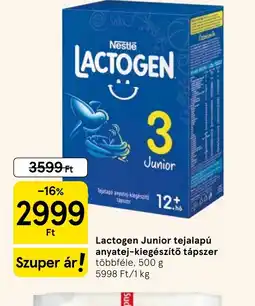 Tesco Lactogen Junior tej alapú tápszer ajánlat