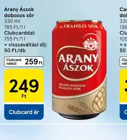 Tesco Arany Ászok dobozos sör ajánlat