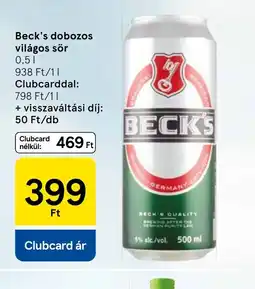 Tesco Beck's dobozos világos sör ajánlat