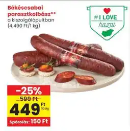 Spar Békéscsabai parasztkolbász ajánlat
