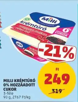 PENNY Milli Krémtúró 0% Hozzáadott Cukor ajánlat