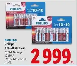 Lidl PHILIPS XXL alkáli elem ajánlat
