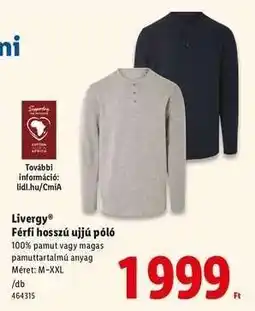 Lidl LIVERGY Férfi hosszú ujjú póló ajánlat