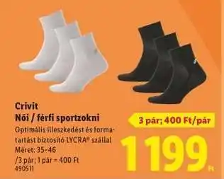 Lidl CRIVIT Női / férfi sportzokni ajánlat