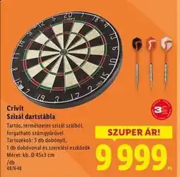 Lidl Crivit Szizál dartstábla ajánlat