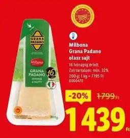 Lidl Milbona Grana Padano olasz sajt ajánlat