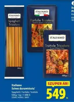 Lidl Italiamo Színes durumtészta ajánlat