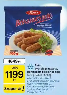 Tesco Retro gyorsfagyasztott, panírozott bélszínes roló ajánlat