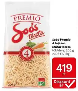 Tesco SOÓS PREMIO 4 TOJÁSOS SZÁRAZTÉSZTA ajánlat