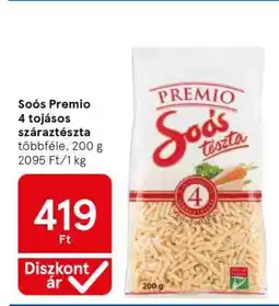 Tesco SOÓS PREMIO 4 TOJÁSOS SZÁRAZTÉSZTA ajánlat