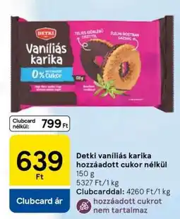 Tesco Detki vaníliás karika hozzáadott cukor nélkül ajánlat