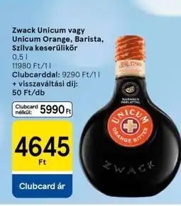 Tesco Zwack Unicum vagy Unicum Orange, Barista, Szilva keserűlikőr ajánlat
