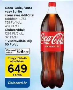Tesco Coca-Cola, Fanta vagy Sprite szénsavas üdítőital ajánlat