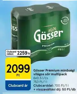 Tesco Gösser Prémium minőségi világos sör multipack ajánlat