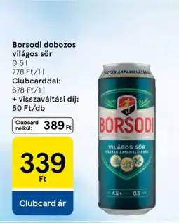 Tesco Borsodi dobozos világos sör ajánlat