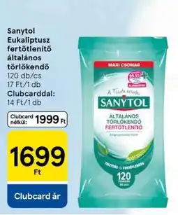Tesco Sanytol Eukaliptusz fertőtlenítő általános törlőkendő ajánlat