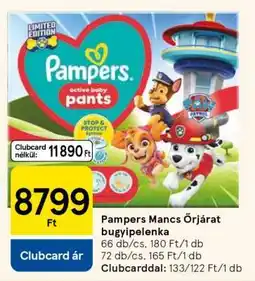 Tesco Pampers Mancs Őrjárat bugyipelenka ajánlat