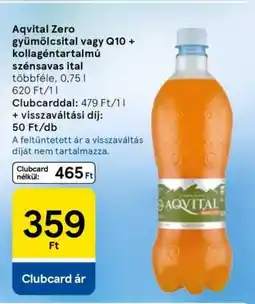 Tesco Aqvital Zero gyümölcsital vagy Q10 + kollagéntartalmú szénsavas ital ajánlat