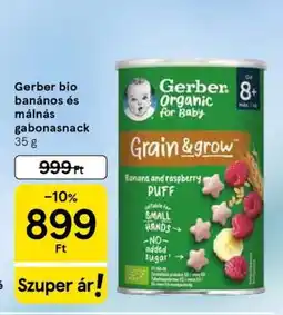 Tesco Gerber bio banános és málnás gabonasnack ajánlat