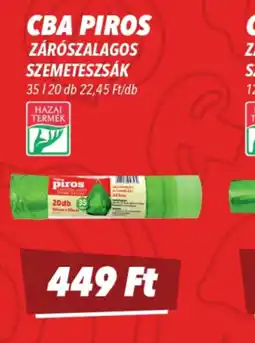 CBA CBA PIROS ZÁRSZALAGOS SZEMETESZSÁK ajánlat