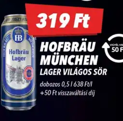 CBA HOFBRÄU MÜNCHEN LAGER VILÁGOS SÖR ajánlat