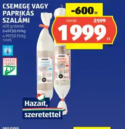ALDI CSEMEGE VAGY PAPRIKÁS SZALÁMI ajánlat