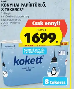 ALDI KOKETT KONYHAI PAPÍRTÖRLŐ 8 TEKERCS ajánlat