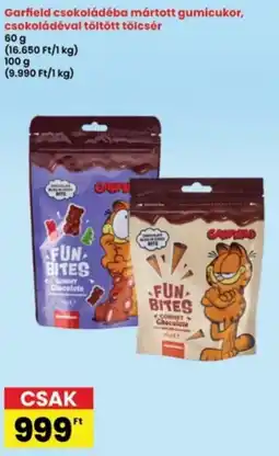 Interspar Garfield csokoládéba mártott gumicukor, csokoládéval töltött tölcsér ajánlat