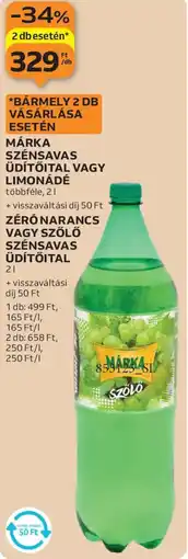 Auchan MÁRKA SZÉNSAVAS ÜDÍTŐITAL VAGY LIMONÁDÉ ajánlat