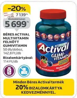 Auchan BÉRES ACTIVAL MULTIVITAMIN FELNŐTT GUMIVITAMIN ajánlat