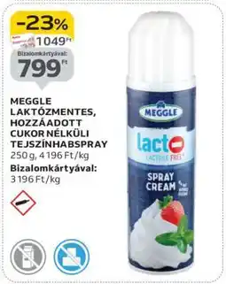 Auchan Meggle Laktózmentes, Hozzáadott Cukor Nélküli Tejszínhabspray ajánlat