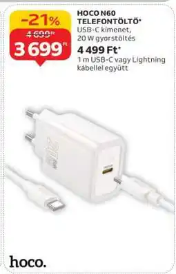 Auchan HOCO N60 TELEFONTÖLTŐ ajánlat