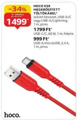 Auchan HOCO X59 MEGERŐSÍTETT TÖLTŐKÁBEL ajánlat