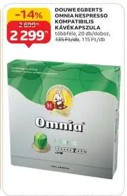 Auchan Douwe Egberts Omnia Nespresso Kompatibilis Kávékapszula ajánlat