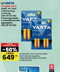 Interspar VARTA Longlife elem ajánlat