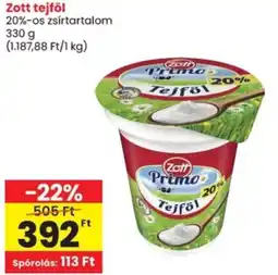 Spar Zott tejföl 20%-os ajánlat