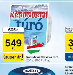 Tesco Nádudvari félzsíros túr ajánlat