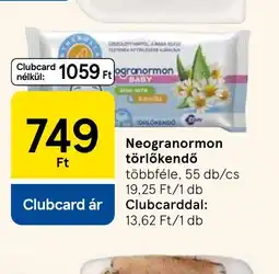 Tesco Neogranormon törlőkendő ajánlat