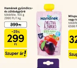 Tesco Hamánek gyümölcs- és zöldségpüré ajánlat