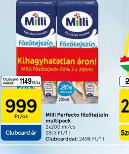 Tesco MILLI Perfecto főzőtejszín ajánlat