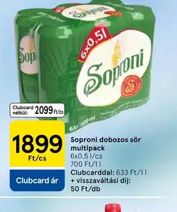 Tesco Soproni dobozos sör ajánlat