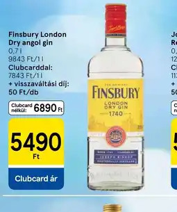 Tesco Finsbury London Dry angol gin ajánlat