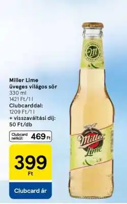Tesco Miller Lime üveges világos sör ajánlat