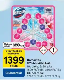 Tesco Domestos WC-frissítő blokk ajánlat